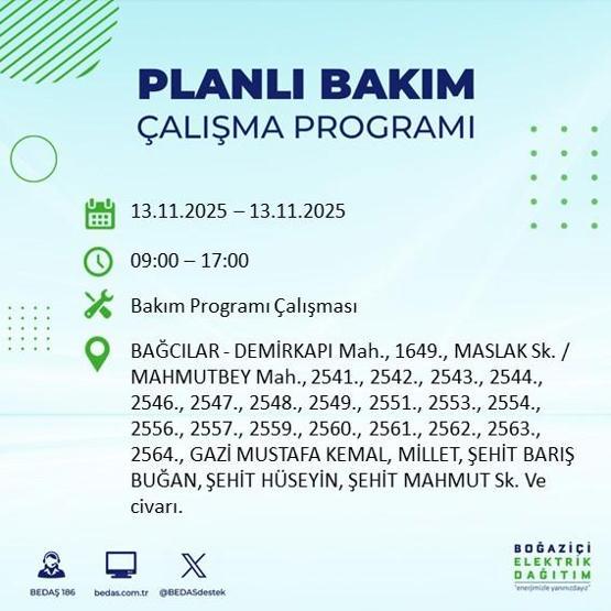 13 KASIM İSTANBUL ELEKTRİK KESİNTİSİ: Hangi İlçelerde Elektrikler Kesik Bedaş Ayedaş İstanbul Elektrik Kesintisi Ne Zaman Bitecek