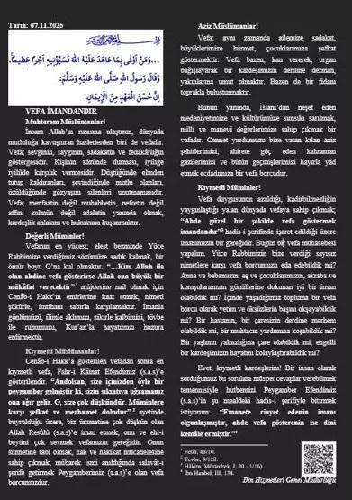 14 KASIM 2025 CUMA HUTBESİ KONUSU | Cuma hutbesi konusu nedir Diyanet İşleri Başkanlığı açıkladı