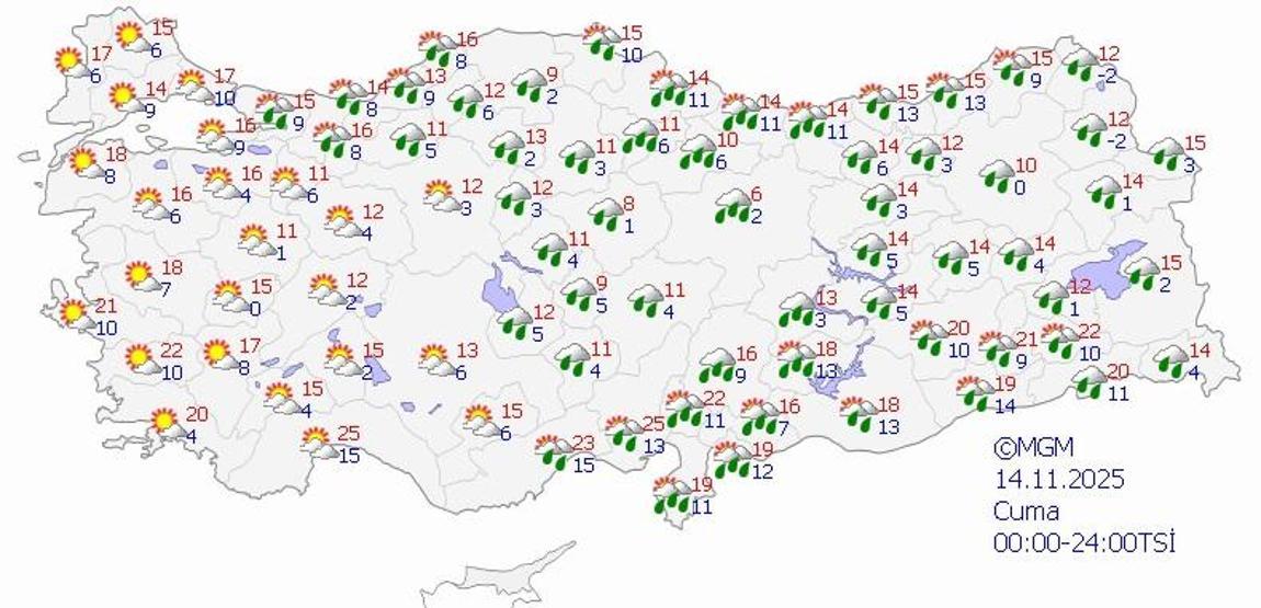SON DAKİKA HAVA DURUMU HABERLERİ 14 KASIM 2025 | Bugün hava nasıl olacak Meteoroloji uyardı Kuvvetli geliyor: Ordu, Giresun, Sivas, Tokat, Samsun, Kayseri...