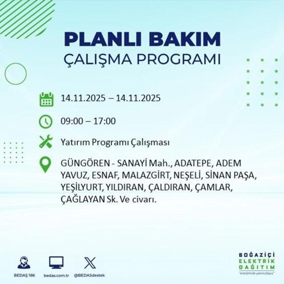 İstanbulda Elektrikler Ne Zaman Gelecek AYEDAŞ ve BEDAŞ açıkladı Şişli, Sultangazi, Güngören... 14 KASIM 2025 İSTANBUL ELEKTRİK KESİNTİSİ EKRANI