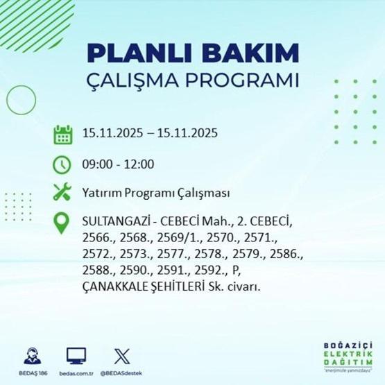 İstanbulda elektrikler ne zaman gelecek, saat kaçta İSTANBUL ELEKTRİK KESİNTİSİ 15 KASIM 2025 ARIZA SORGULAMA EKRANI AYEDAŞ - BEDAŞ