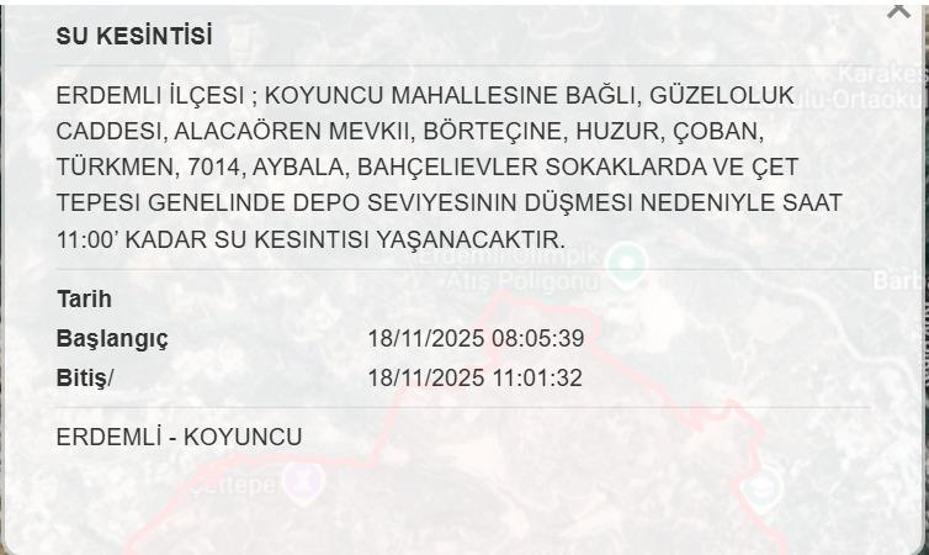 MESKİ MERSİN SU KESİNTİSİ 18 KASIM: Mersinde Sular Ne Zaman Gelecek Mersin Su Kesintisi Ne Zaman Bitecek