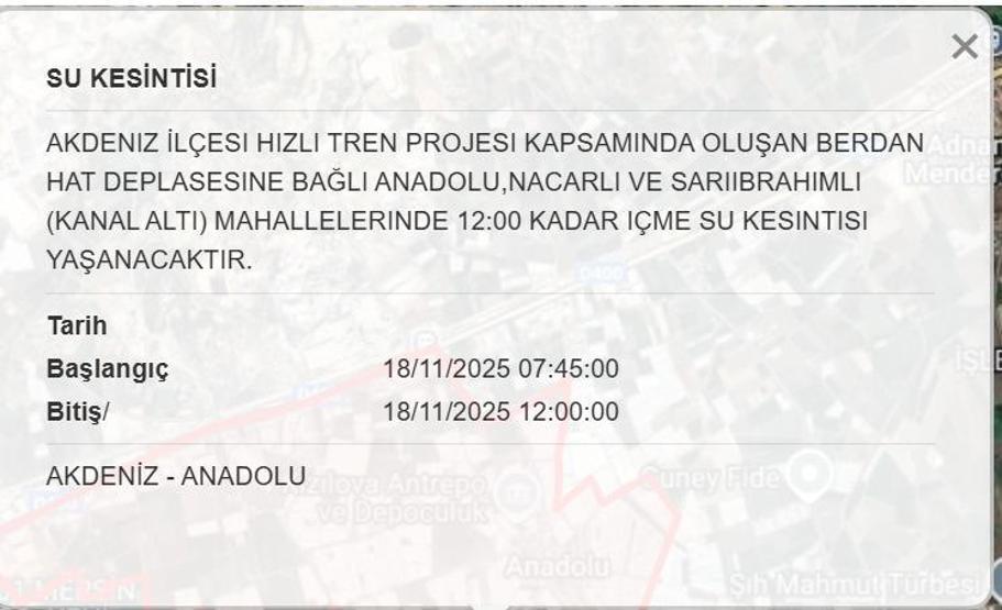 MESKİ MERSİN SU KESİNTİSİ 18 KASIM: Mersinde Sular Ne Zaman Gelecek Mersin Su Kesintisi Ne Zaman Bitecek