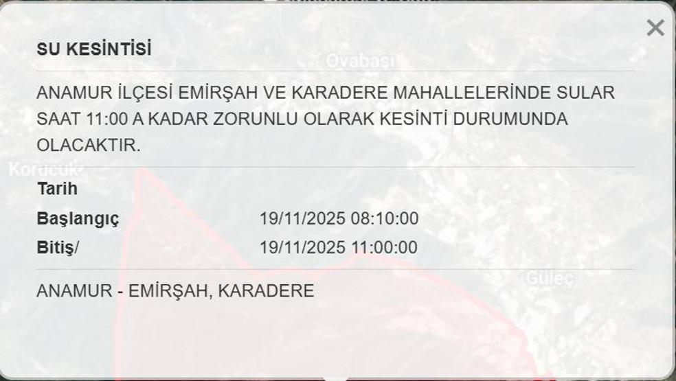 19 KASIM MESKİ MERSİN SU KESİNTİSİ: Mersinde Sular Ne Zaman Gelecek Mersin Su Kesintisi Ne Zaman Bitecek