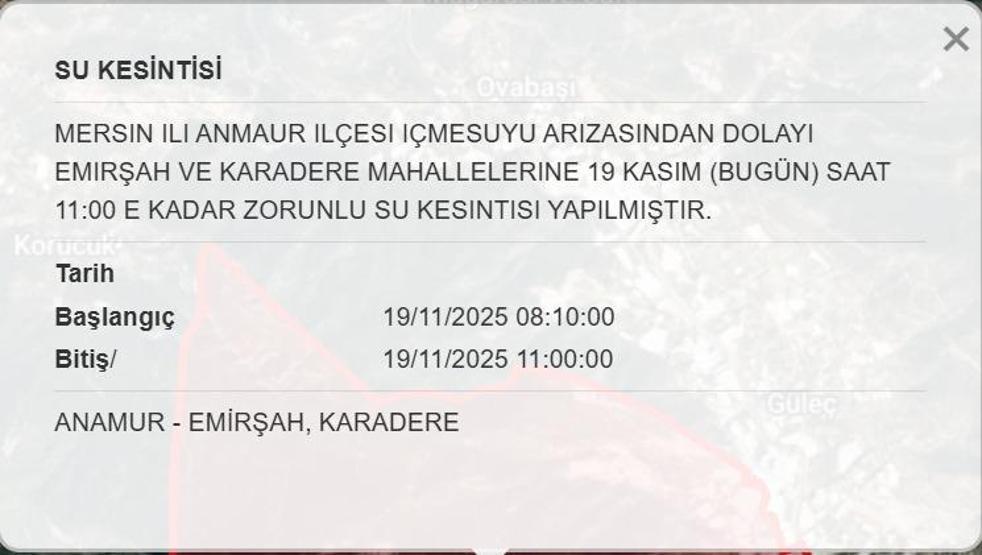 19 KASIM MESKİ MERSİN SU KESİNTİSİ: Mersinde Sular Ne Zaman Gelecek Mersin Su Kesintisi Ne Zaman Bitecek