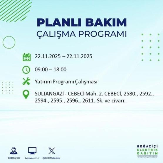 İSTANBUL ELEKTRİK KESİNTİSİ EKRANI 22 KASIM 2025 | İstanbulda elektrikler ne zaman gelecek 13 ilçe karanlığa gömülecek: Şişli, Bakırköy, Fatih...