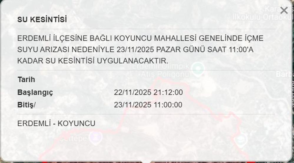 MESKİ MERSİN SU KESİNTİSİ 23 KASIM: Mersinde Sular Ne Zaman Gelecek Mersin Su Kesintisi Ne Zaman Bitecek