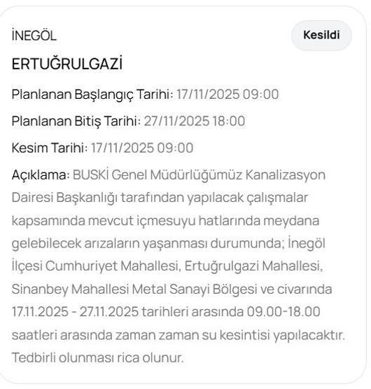 24 KASIM BUSKİ BURSA SU KESİNTİSİ: Bursa Su Kesintisi Ne Zaman Bitecek Bursada Sular Ne Zaman Gelecek
