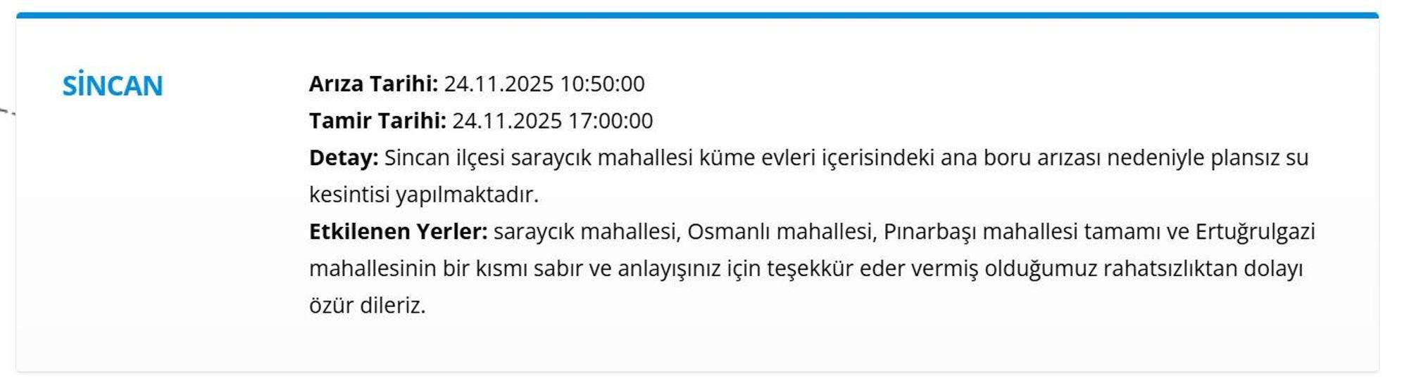 24 KASIM ANKARA SU KESİNTİSİ: ASKİ Ankara Su Kesintisi Ne Zaman Bitecek, Sular Ne Zaman Gelecek