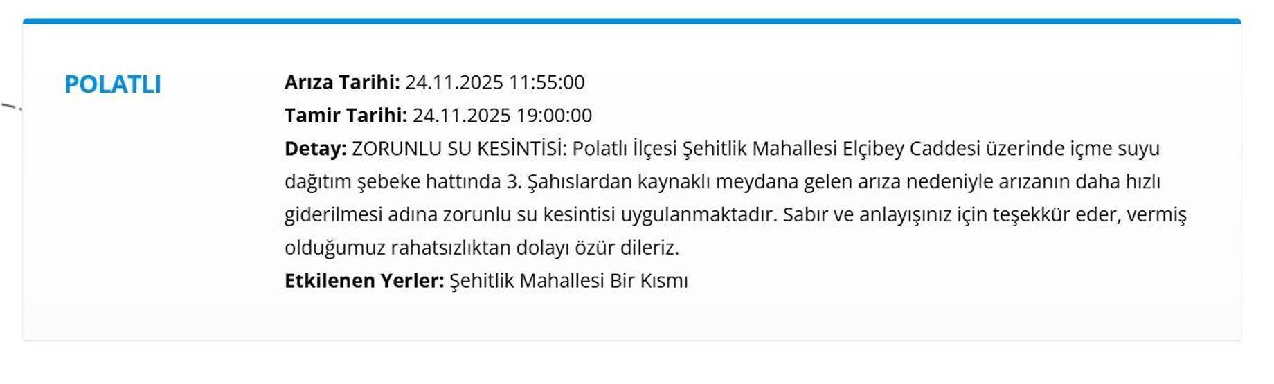 24 KASIM ANKARA SU KESİNTİSİ: ASKİ Ankara Su Kesintisi Ne Zaman Bitecek, Sular Ne Zaman Gelecek
