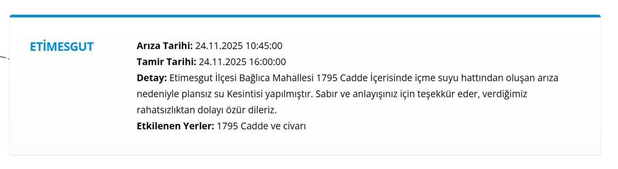24 KASIM ANKARA SU KESİNTİSİ: ASKİ Ankara Su Kesintisi Ne Zaman Bitecek, Sular Ne Zaman Gelecek