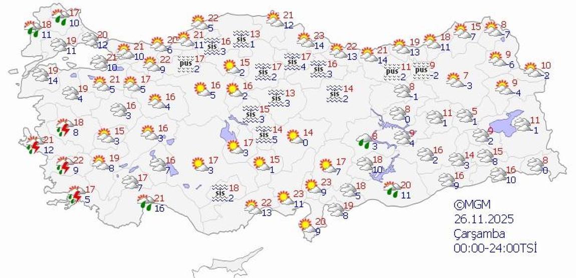 SON DAKİKA HAVA DURUMU HABERLERİ 26 KASIM 2025 | Ankara, İzmir ve İstanbulda bugün hava nasıl olacak Meteoroloji uyardı: Saatte 40-60 km...