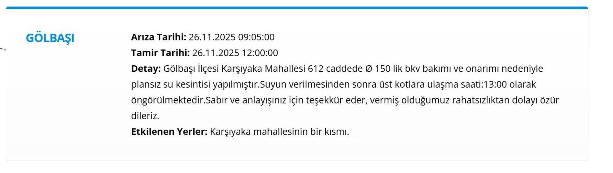 26 KASIM ANKARA SU KESİNTİSİ: ASKİ Ankara Su Kesintisi Ne Zaman Bitecek, Sular Ne Zaman Gelecek
