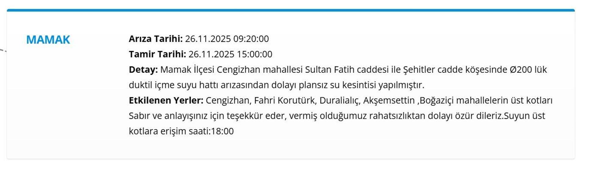 26 KASIM ANKARA SU KESİNTİSİ: ASKİ Ankara Su Kesintisi Ne Zaman Bitecek, Sular Ne Zaman Gelecek