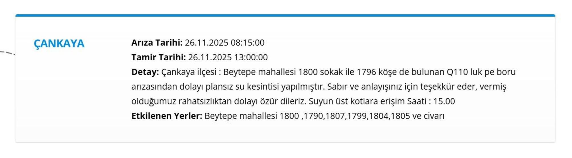26 KASIM ANKARA SU KESİNTİSİ: ASKİ Ankara Su Kesintisi Ne Zaman Bitecek, Sular Ne Zaman Gelecek