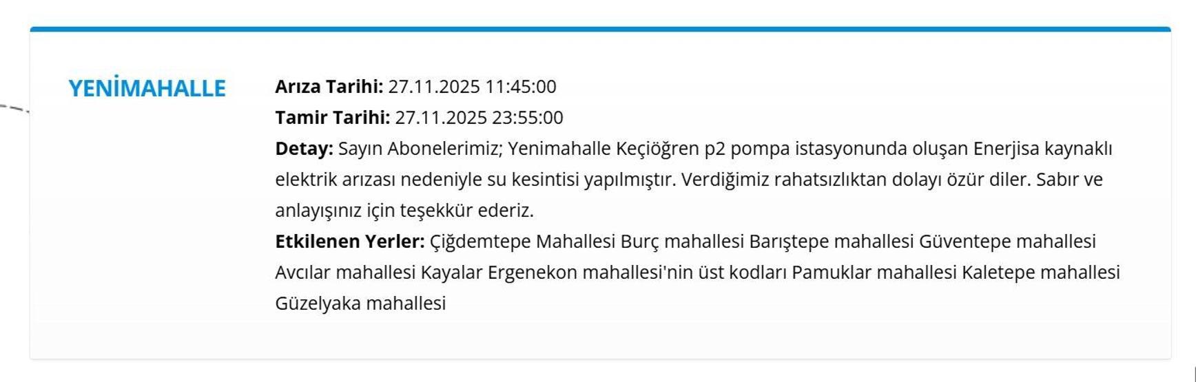 27 KASIM ANKARA ASKİ SU KESİNTİSİ: ASKİ Ankara Su Kesintisi Ne Zaman Bitecek, Sular Ne Zaman Gelecek