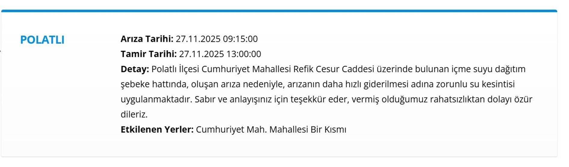 27 KASIM ANKARA ASKİ SU KESİNTİSİ: ASKİ Ankara Su Kesintisi Ne Zaman Bitecek, Sular Ne Zaman Gelecek