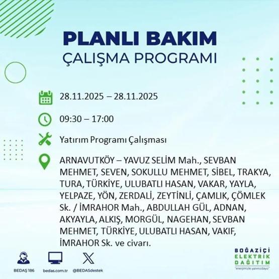 İSTANBUL ELEKTRİK KESİNTİSİ 28 KASIM 2025 BEDAŞ – AYEDAŞ | 9 Saat Sürecek İstanbul’da Elektrikler Ne Zaman Gelecek Arnavutköy, Esenler, Silivri...