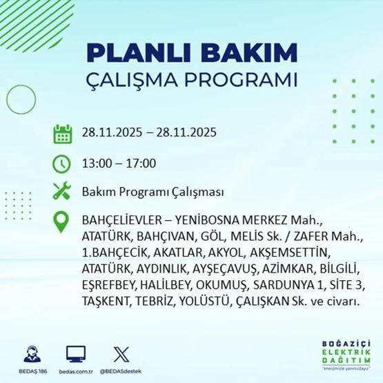 İSTANBUL ELEKTRİK KESİNTİSİ 28 KASIM 2025 BEDAŞ – AYEDAŞ | 9 Saat Sürecek İstanbul’da Elektrikler Ne Zaman Gelecek Arnavutköy, Esenler, Silivri...