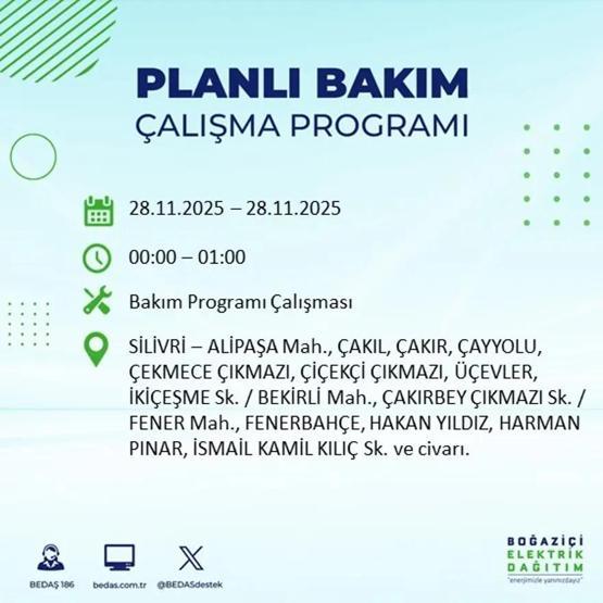 İSTANBUL ELEKTRİK KESİNTİSİ 28 KASIM 2025 BEDAŞ – AYEDAŞ | 9 Saat Sürecek İstanbul’da Elektrikler Ne Zaman Gelecek Arnavutköy, Esenler, Silivri...