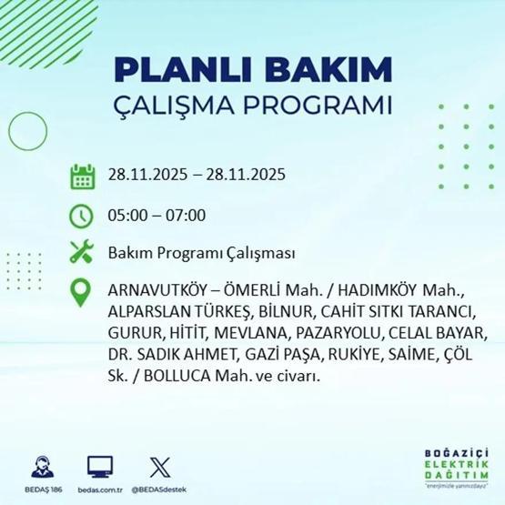 İSTANBUL ELEKTRİK KESİNTİSİ 28 KASIM 2025 BEDAŞ – AYEDAŞ | 9 Saat Sürecek İstanbul’da Elektrikler Ne Zaman Gelecek Arnavutköy, Esenler, Silivri...