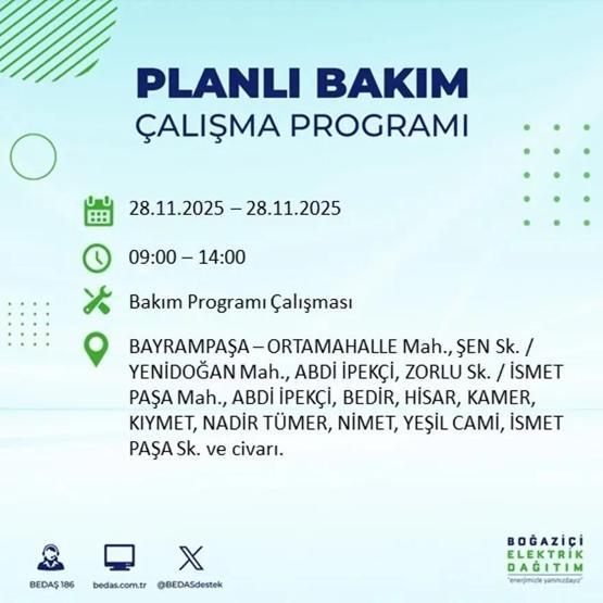 İSTANBUL ELEKTRİK KESİNTİSİ 28 KASIM 2025 BEDAŞ – AYEDAŞ | 9 Saat Sürecek İstanbul’da Elektrikler Ne Zaman Gelecek Arnavutköy, Esenler, Silivri...