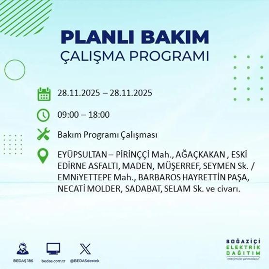 İSTANBUL ELEKTRİK KESİNTİSİ 28 KASIM 2025 BEDAŞ – AYEDAŞ | 9 Saat Sürecek İstanbul’da Elektrikler Ne Zaman Gelecek Arnavutköy, Esenler, Silivri...