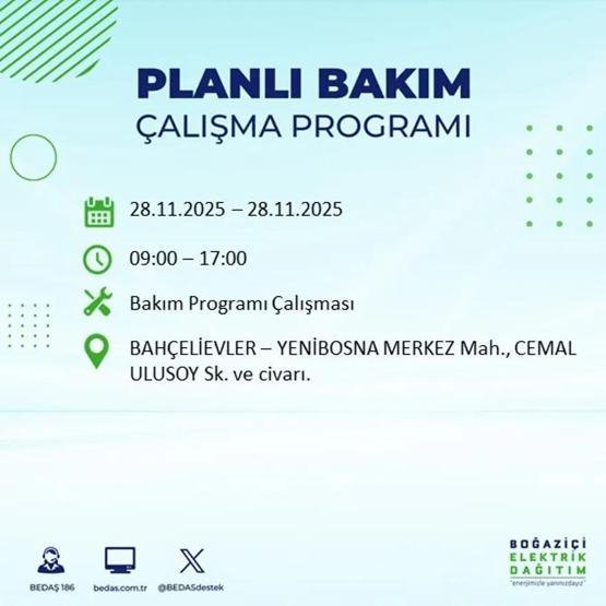 İSTANBUL ELEKTRİK KESİNTİSİ 28 KASIM 2025 BEDAŞ – AYEDAŞ | 9 Saat Sürecek İstanbul’da Elektrikler Ne Zaman Gelecek Arnavutköy, Esenler, Silivri...
