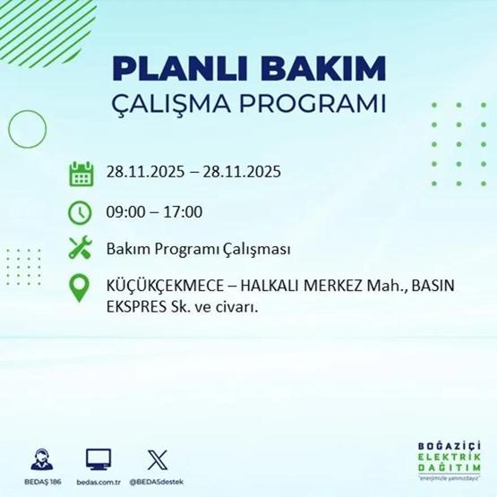 İSTANBUL ELEKTRİK KESİNTİSİ 28 KASIM 2025 BEDAŞ – AYEDAŞ | 9 Saat Sürecek İstanbul’da Elektrikler Ne Zaman Gelecek Arnavutköy, Esenler, Silivri...