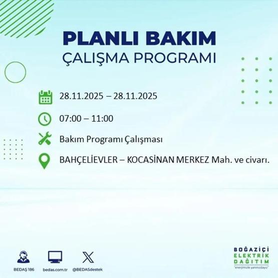 İSTANBUL ELEKTRİK KESİNTİSİ 28 KASIM 2025 BEDAŞ – AYEDAŞ | 9 Saat Sürecek İstanbul’da Elektrikler Ne Zaman Gelecek Arnavutköy, Esenler, Silivri...