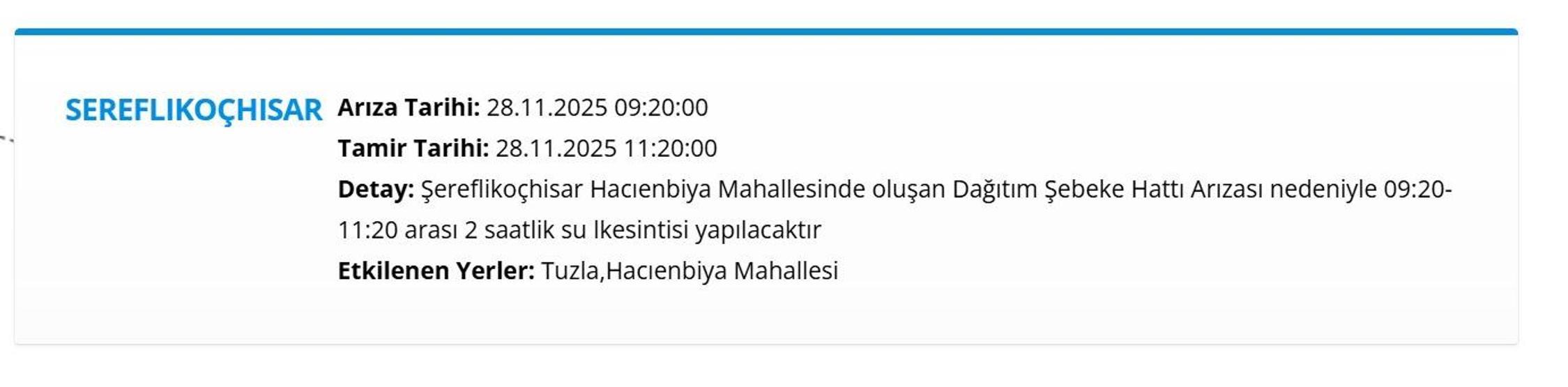 28 KASIM ANKARA ASKİ SU KESİNTİSİ: ASKİ Ankara Su Kesintisi Ne Zaman Bitecek, Sular Ne Zaman Gelecek