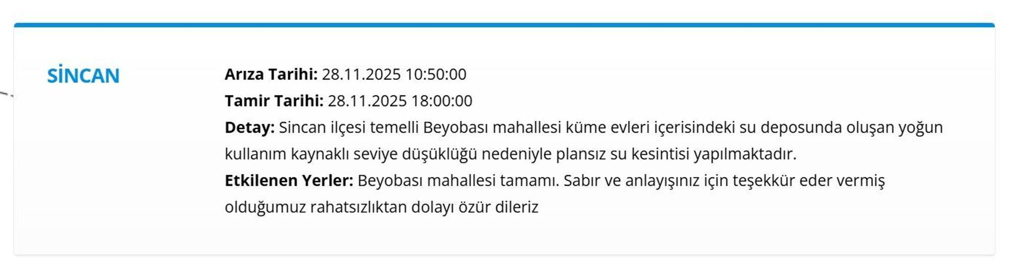 28 KASIM ANKARA ASKİ SU KESİNTİSİ: ASKİ Ankara Su Kesintisi Ne Zaman Bitecek, Sular Ne Zaman Gelecek