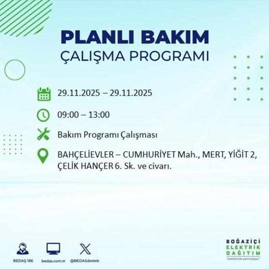 İSTANBUL ELEKTRİK KESİNTİSİ 29 KASIM 2025 BEDAŞ – AYEDAŞ | İstanbul’da Elektrikler Ne Zaman Gelecek Arnavutköy, Bahçelievler, Başakşehir