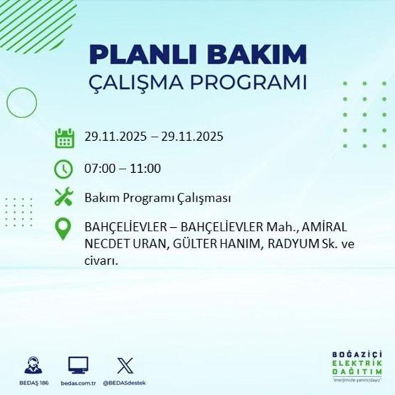 İSTANBUL ELEKTRİK KESİNTİSİ 29 KASIM 2025 BEDAŞ – AYEDAŞ | İstanbul’da Elektrikler Ne Zaman Gelecek Arnavutköy, Bahçelievler, Başakşehir
