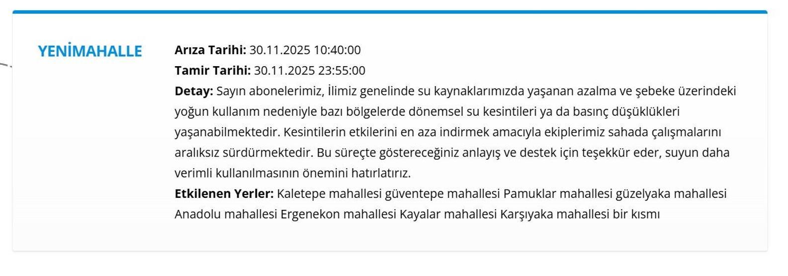 30 KASIM ANKARA ASKİ SU KESİNTİSİ: ASKİ Ankara Su Kesintisi Ne Zaman Bitecek, Sular Ne Zaman Gelecek