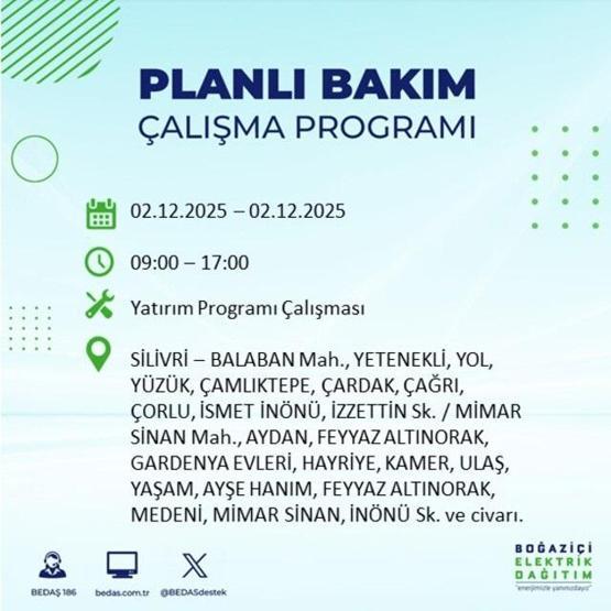 2 ARALIK 2025 İSTANBUL AYEDAŞ-BEDAŞ ELEKTRİK KESİNTİSİ: İstanbulda Elektrik Kesintisi Ne Zaman Bitecek, Elektrikler Ne Zaman Gelecek Sarıyer, Silivri...