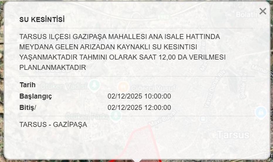 MESKİ 2 ARALIK MERSİN SU KESİNTİSİ: Mersinde Sular Ne Zaman Gelecek MESKİ Mersin Su Kesintisi Ne Zaman Bitecek