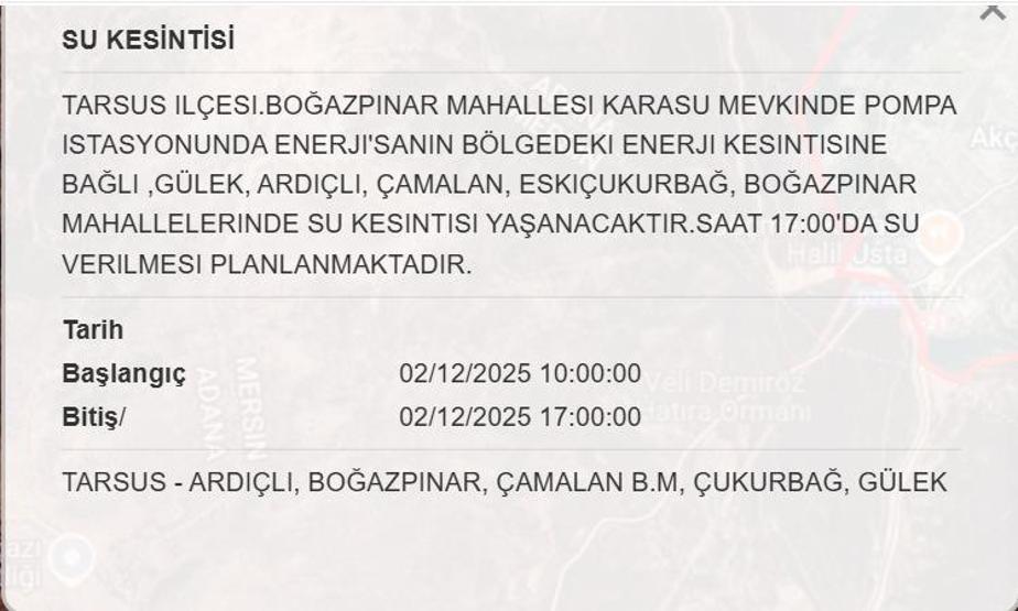 MESKİ 2 ARALIK MERSİN SU KESİNTİSİ: Mersinde Sular Ne Zaman Gelecek MESKİ Mersin Su Kesintisi Ne Zaman Bitecek