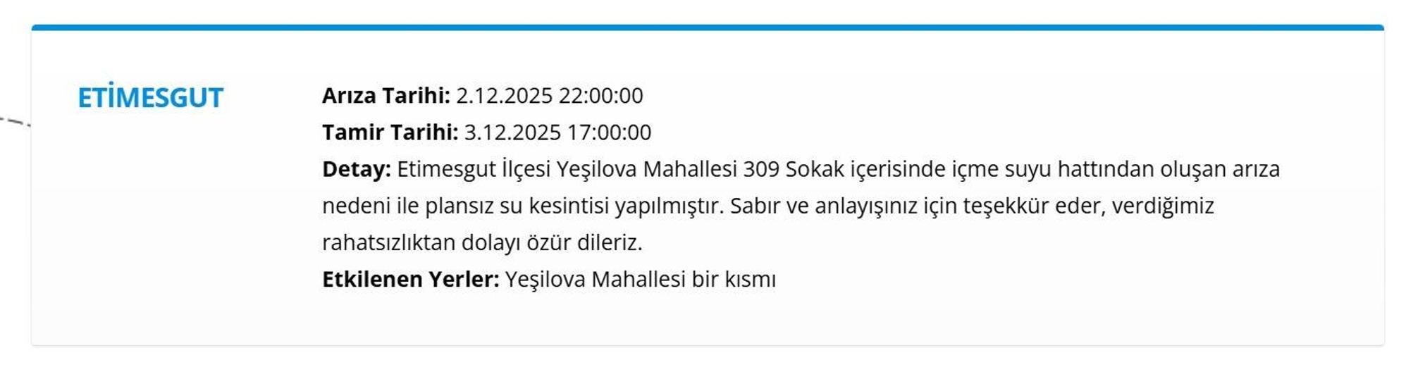 ANKARA ASKİ SU KESİNTİSİ 3 ARALIK: ASKİ Ankara Su Kesintisi Ne Zaman Bitecek, Sular Ne Zaman Gelecek