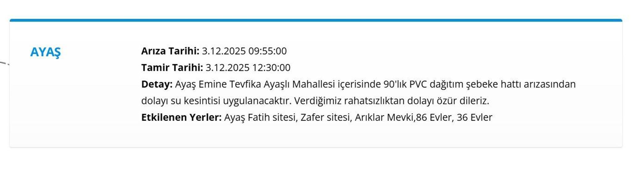 ANKARA ASKİ SU KESİNTİSİ 3 ARALIK: ASKİ Ankara Su Kesintisi Ne Zaman Bitecek, Sular Ne Zaman Gelecek