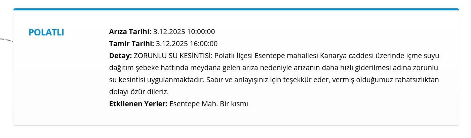 ANKARA ASKİ SU KESİNTİSİ 3 ARALIK: ASKİ Ankara Su Kesintisi Ne Zaman Bitecek, Sular Ne Zaman Gelecek