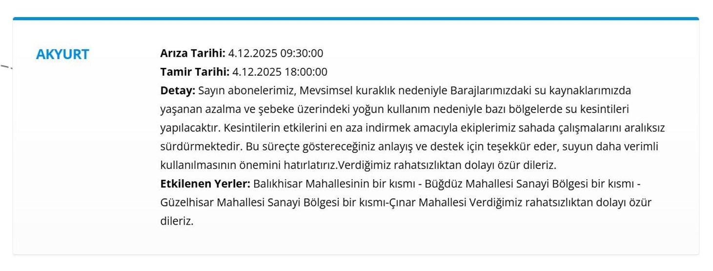 4 ARALIK ANKARA SU KESİNTİSİ: ASKİ Ankara Su Kesintisi Ne Zaman Bitecek, Sular Ne Zaman Gelecek