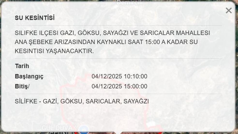 4 ARALIK MESKİ MERSİN SU KESİNTİSİ: Mersinde Sular Ne Zaman Gelecek Mersin Su Kesintisi Ne Zaman Bitecek