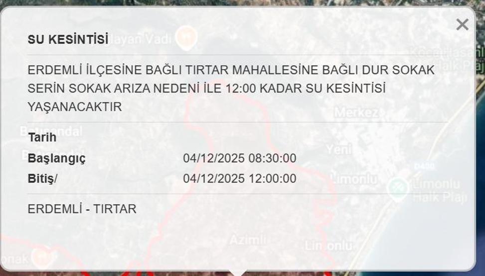 4 ARALIK MESKİ MERSİN SU KESİNTİSİ: Mersinde Sular Ne Zaman Gelecek Mersin Su Kesintisi Ne Zaman Bitecek