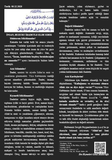 CUMA HUTBESİ KONUSU 5 ARALIK 2025 | Cuma Hutbesi Konusu Ne Oldu Diyanet Açıkladı