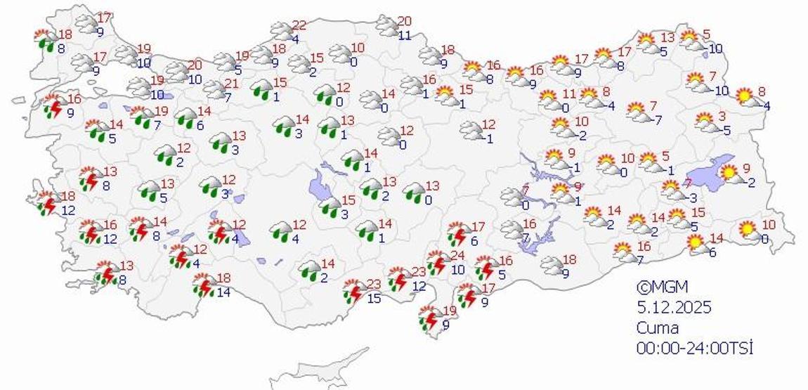 SON DAKİKA HAVA DURUMU HABERLERİ 5 ARALIK 2025 | Bugün hava nasıl olacak Kuvvetli geliyor Meteoroloji uyardı: İzmir, Aydın, Denizli, Antalya, Muğla...