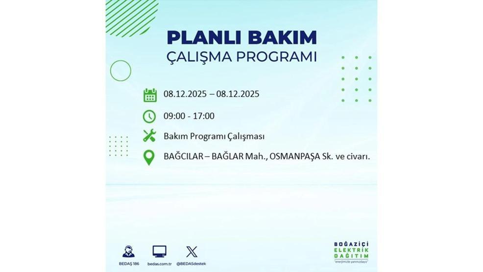 8 ARALIK 2025 İSTANBUL AYEDAŞ-BEDAŞ ELEKTRİK KESİNTİSİ: İstanbulda Elektrik Kesintisi Ne Zaman Bitecek, Elektrikler Ne Zaman Gelecek Bağcılar, Sarıyer, Esenyurt...