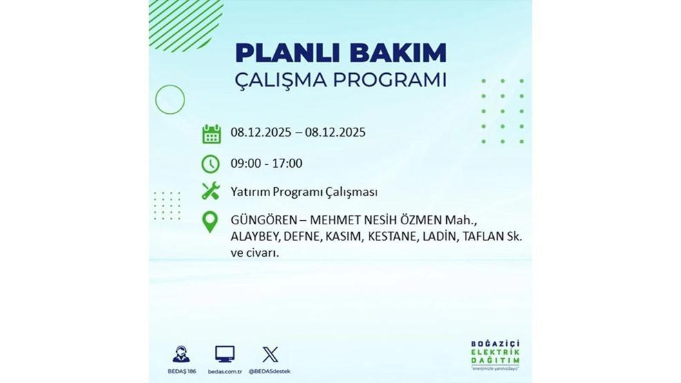 8 ARALIK 2025 İSTANBUL AYEDAŞ-BEDAŞ ELEKTRİK KESİNTİSİ: İstanbulda Elektrik Kesintisi Ne Zaman Bitecek, Elektrikler Ne Zaman Gelecek Bağcılar, Sarıyer, Esenyurt...