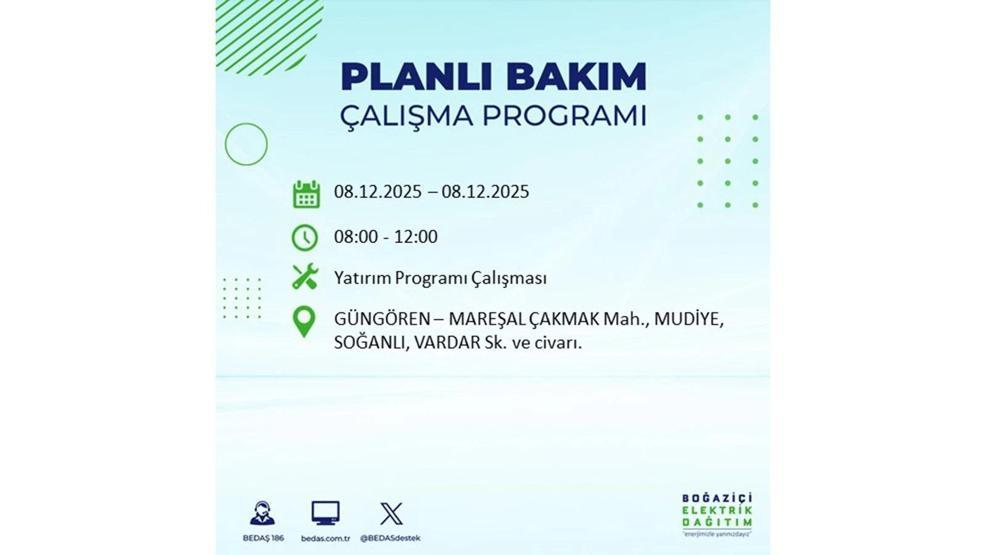 8 ARALIK 2025 İSTANBUL AYEDAŞ-BEDAŞ ELEKTRİK KESİNTİSİ: İstanbulda Elektrik Kesintisi Ne Zaman Bitecek, Elektrikler Ne Zaman Gelecek Bağcılar, Sarıyer, Esenyurt...