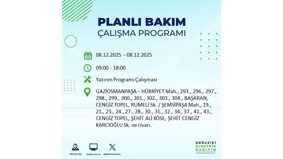 8 ARALIK 2025 İSTANBUL AYEDAŞ-BEDAŞ ELEKTRİK KESİNTİSİ: İstanbulda Elektrik Kesintisi Ne Zaman Bitecek, Elektrikler Ne Zaman Gelecek Bağcılar, Sarıyer, Esenyurt...